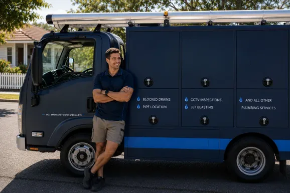 Licensed Fairfield plumber at the van